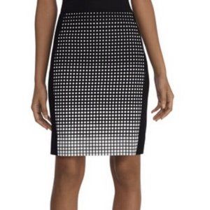 White House Black Market Pencil Skirt Black White Squares